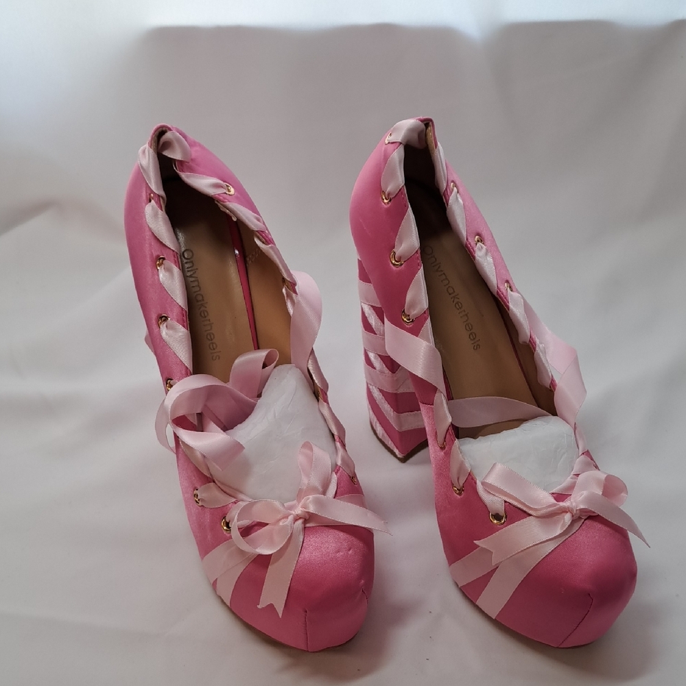 Chic Pink Heels with Ribbon Accents